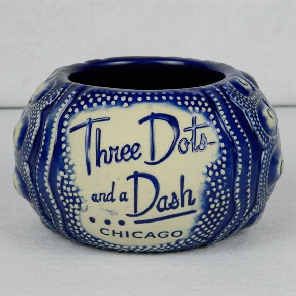 Tiki Mug Sea Urchin Navy Blue Three Dots and a Dash Chicago Tiki Farm Tiki Bar